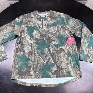 St. John's Bay Realtree-Inspired Camo V-Neck Tee in Green and Brown